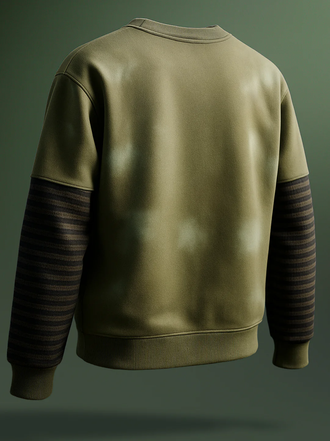 Men's Olive Relaxed Fit Graphic Printed Casual Sweatshirt - Image 2