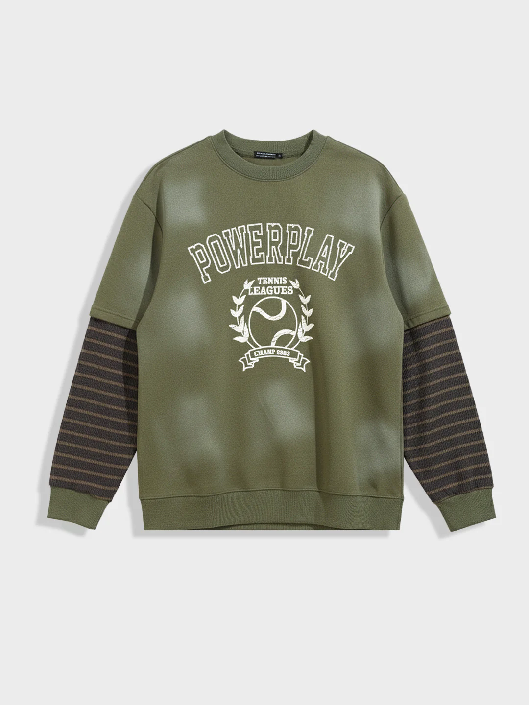 Men's Olive Relaxed Fit Graphic Printed Casual Sweatshirt - Image 3