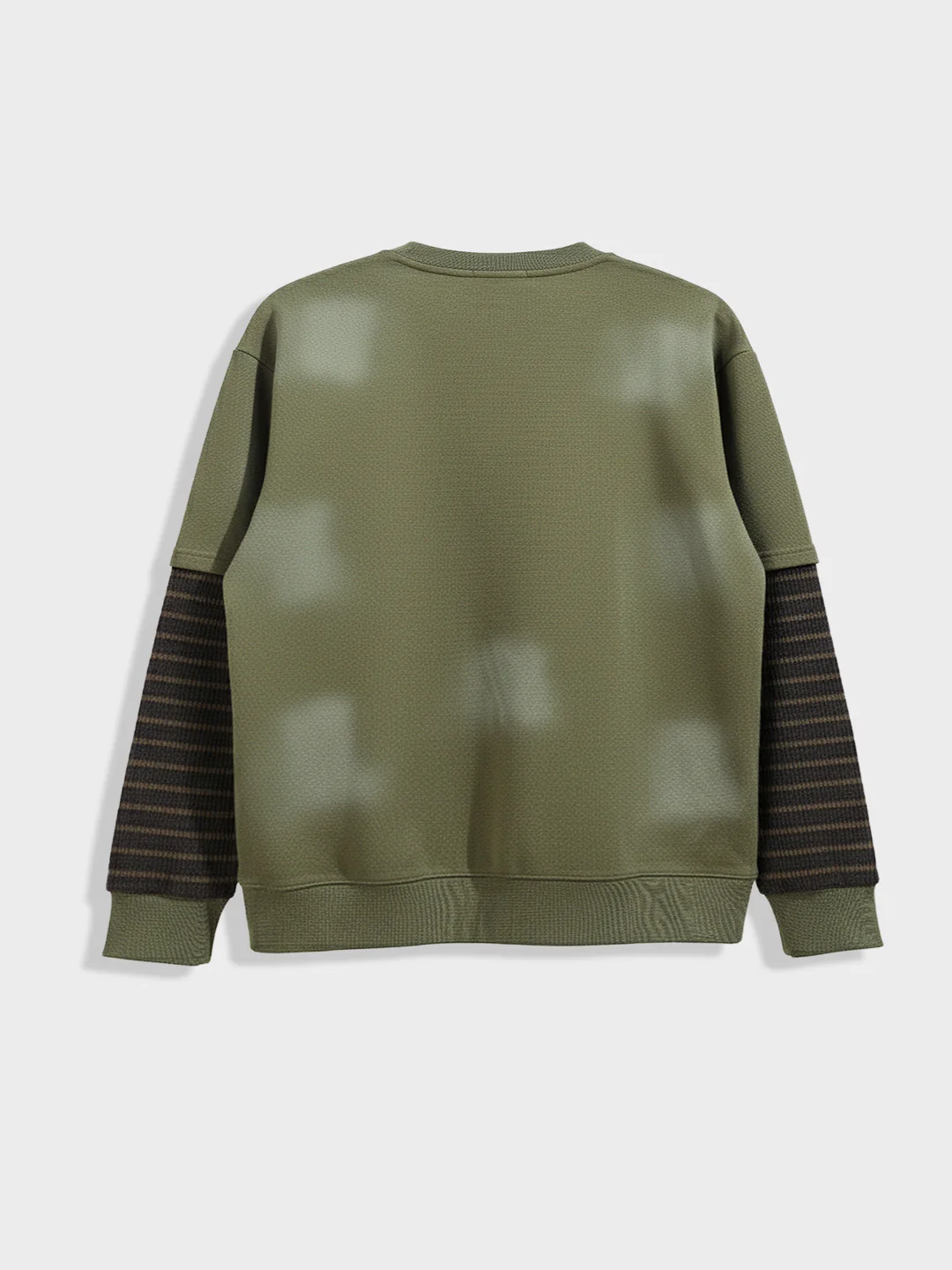 Men's Olive Relaxed Fit Graphic Printed Casual Sweatshirt - Image 4