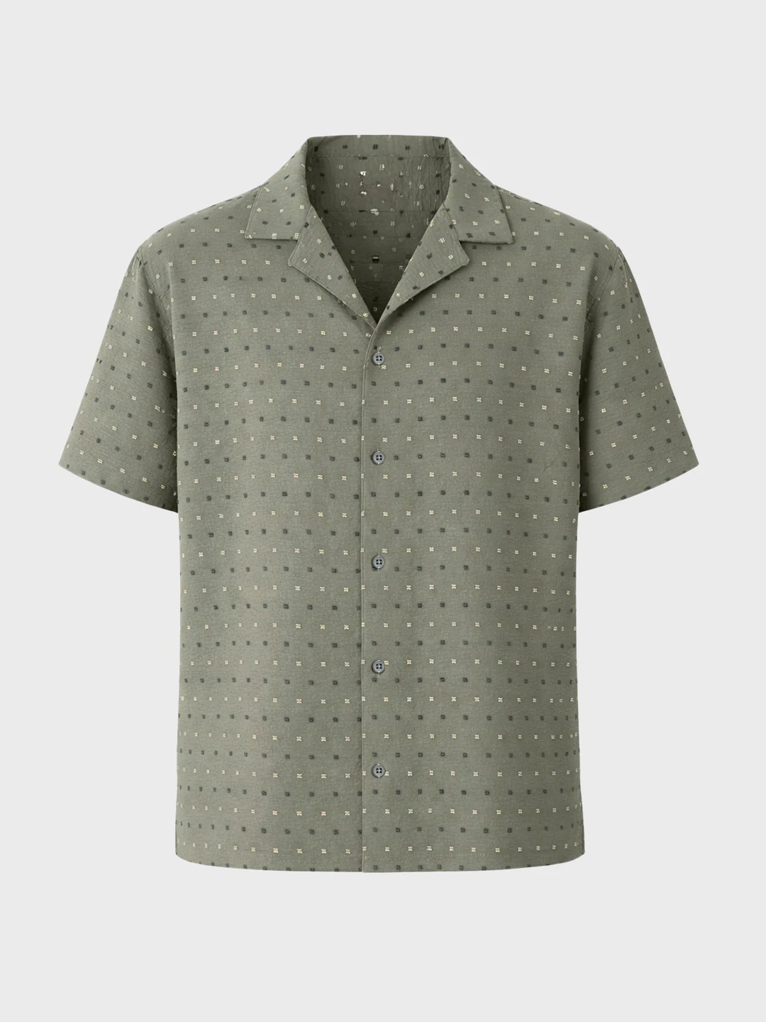 Men's Olive Relaxed Fit Resort Wear Textured Shirt - Image 3