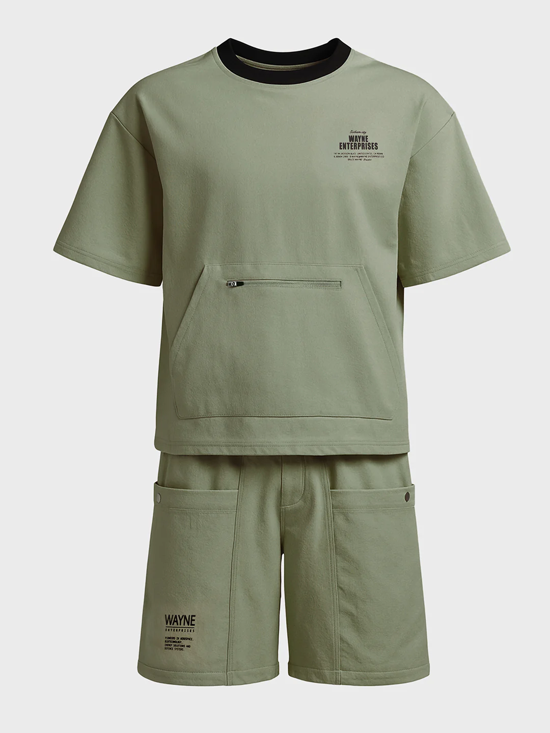 Men's Olive Relaxed Fit Solid Casual Coordinates - Image 3