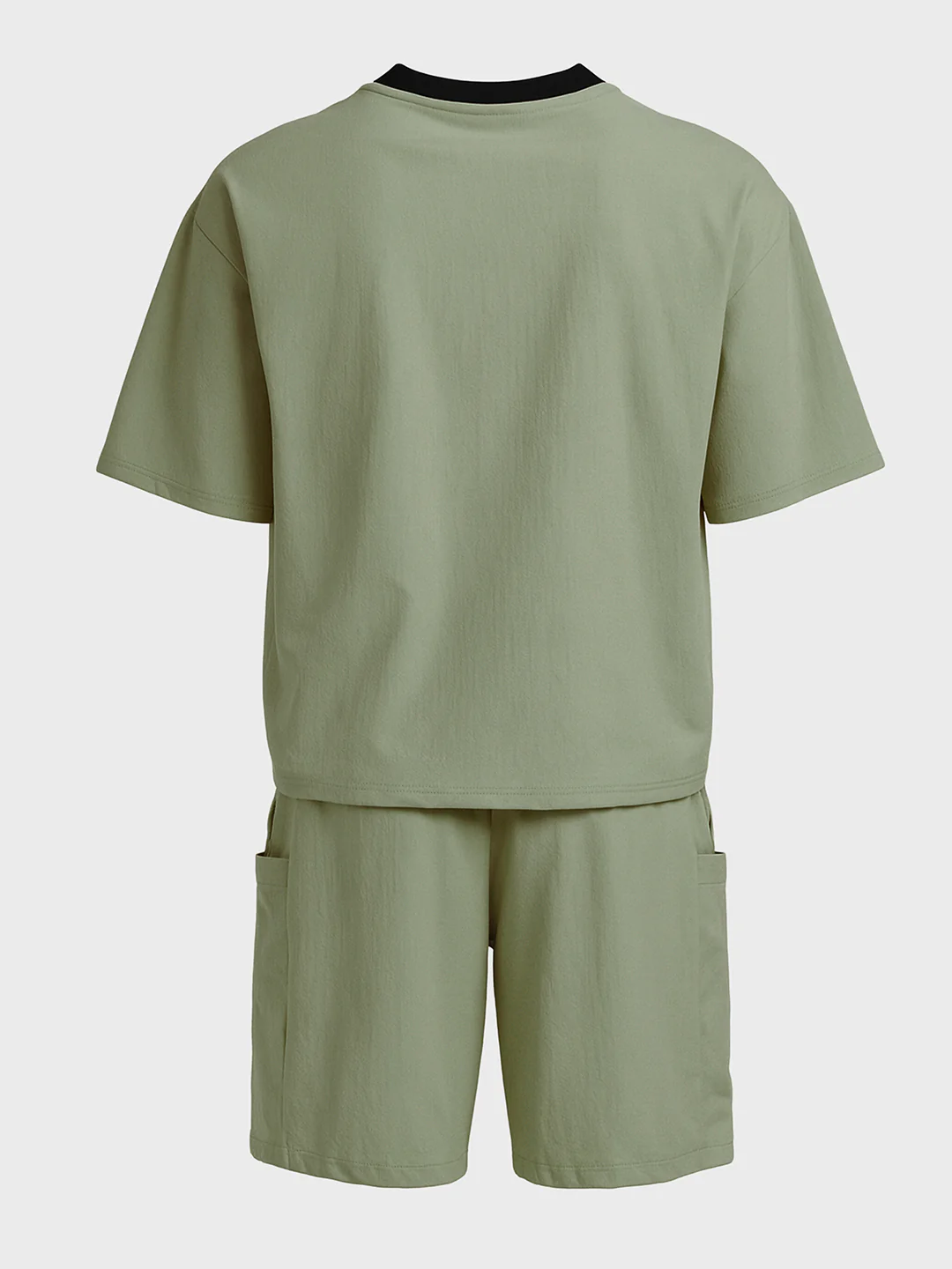 Men's Olive Relaxed Fit Solid Casual Coordinates - Image 4