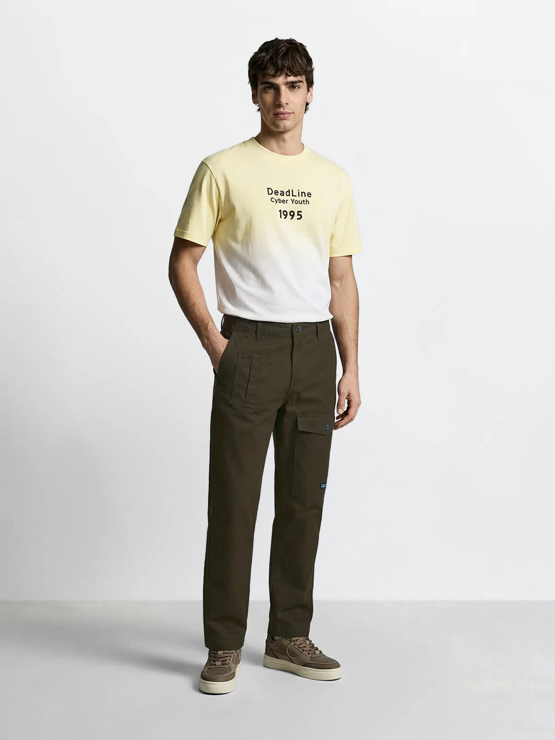 Men's Olive Relaxed Fit Solid Casual Trousers - Image 5