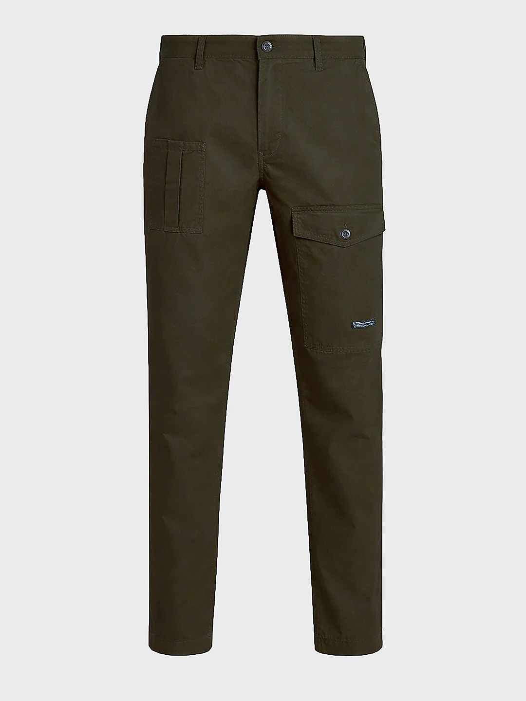 Men's Olive Relaxed Fit Solid Casual Trousers - Image 6
