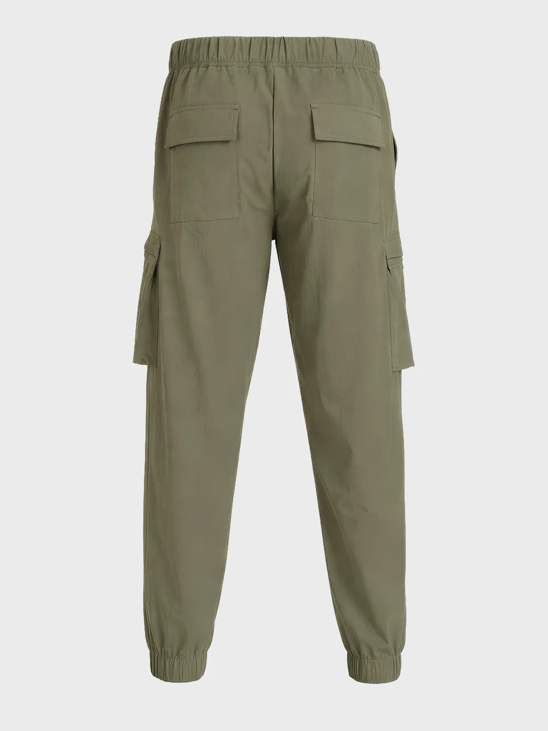 Men's Olive Relaxed Fit Solid Utility Cargo - Image 5