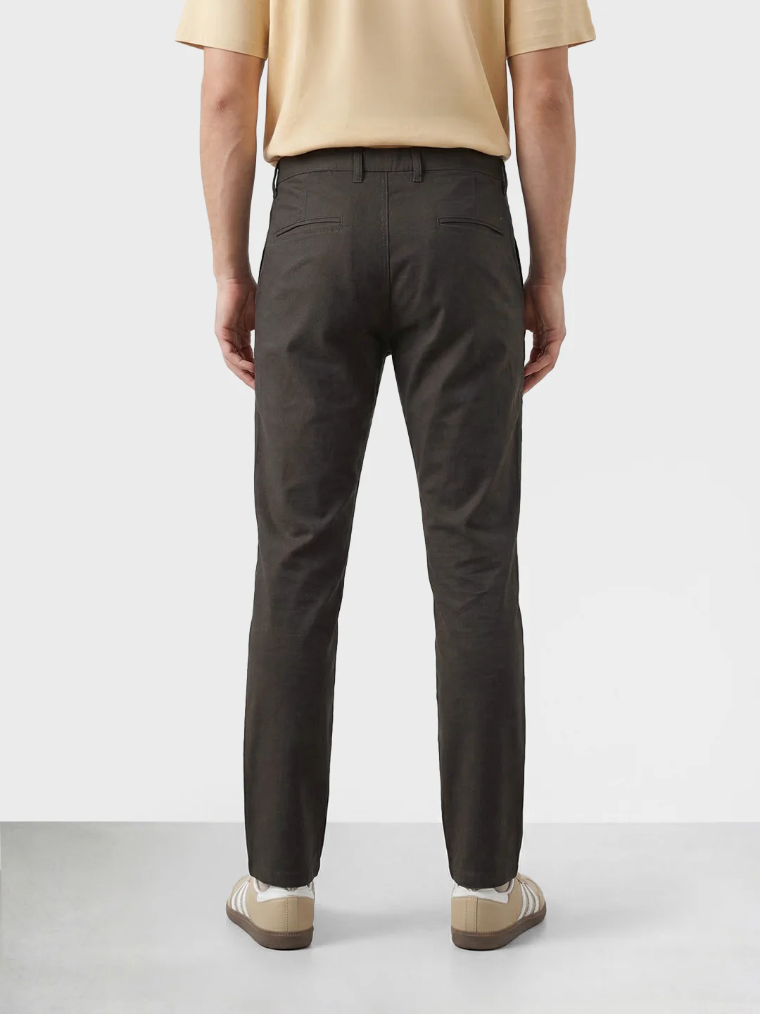 Men's Olive Slim Fit Solid Casual Chinos - Image 4