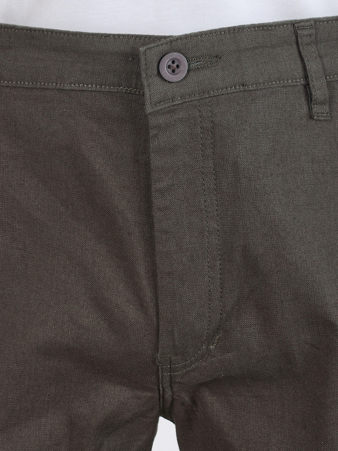 Men's Olive Slim Fit Solid Casual Chinos - Image 8