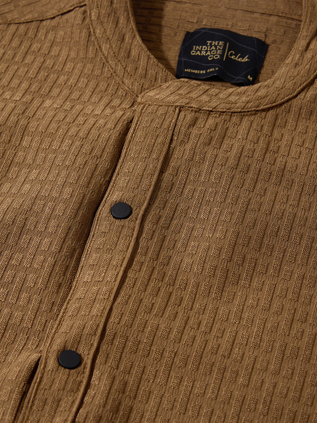 Men's Olive Slim Fit Textured Party Wear Shirt - Image 3