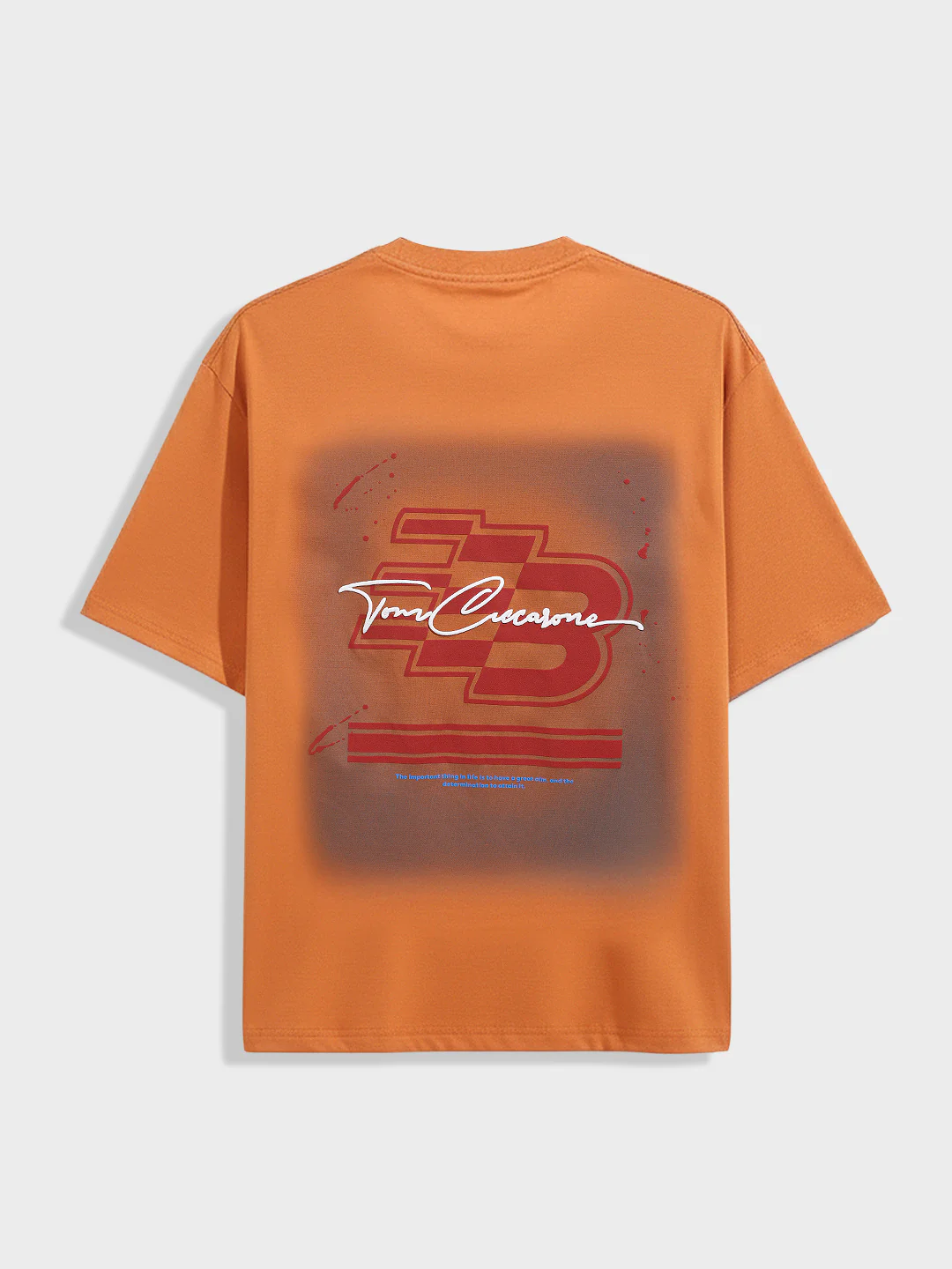 Men's Orange Relaxed Fit Embroided 240 GSM Casual T-Shirt - Image 6