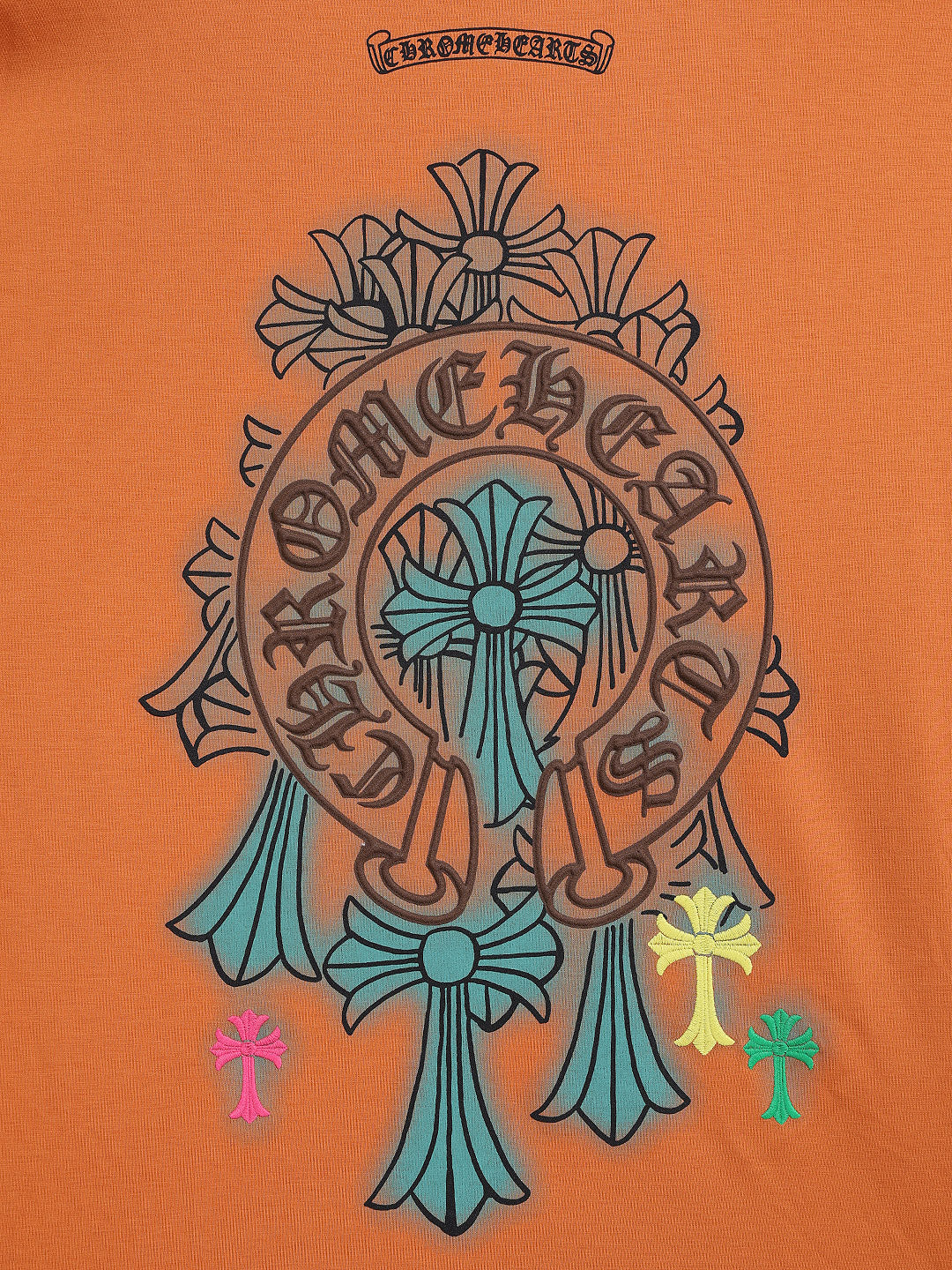 Men's Orange Relaxed Fit Embroided 240 GSM Casual T-Shirt - Image 4