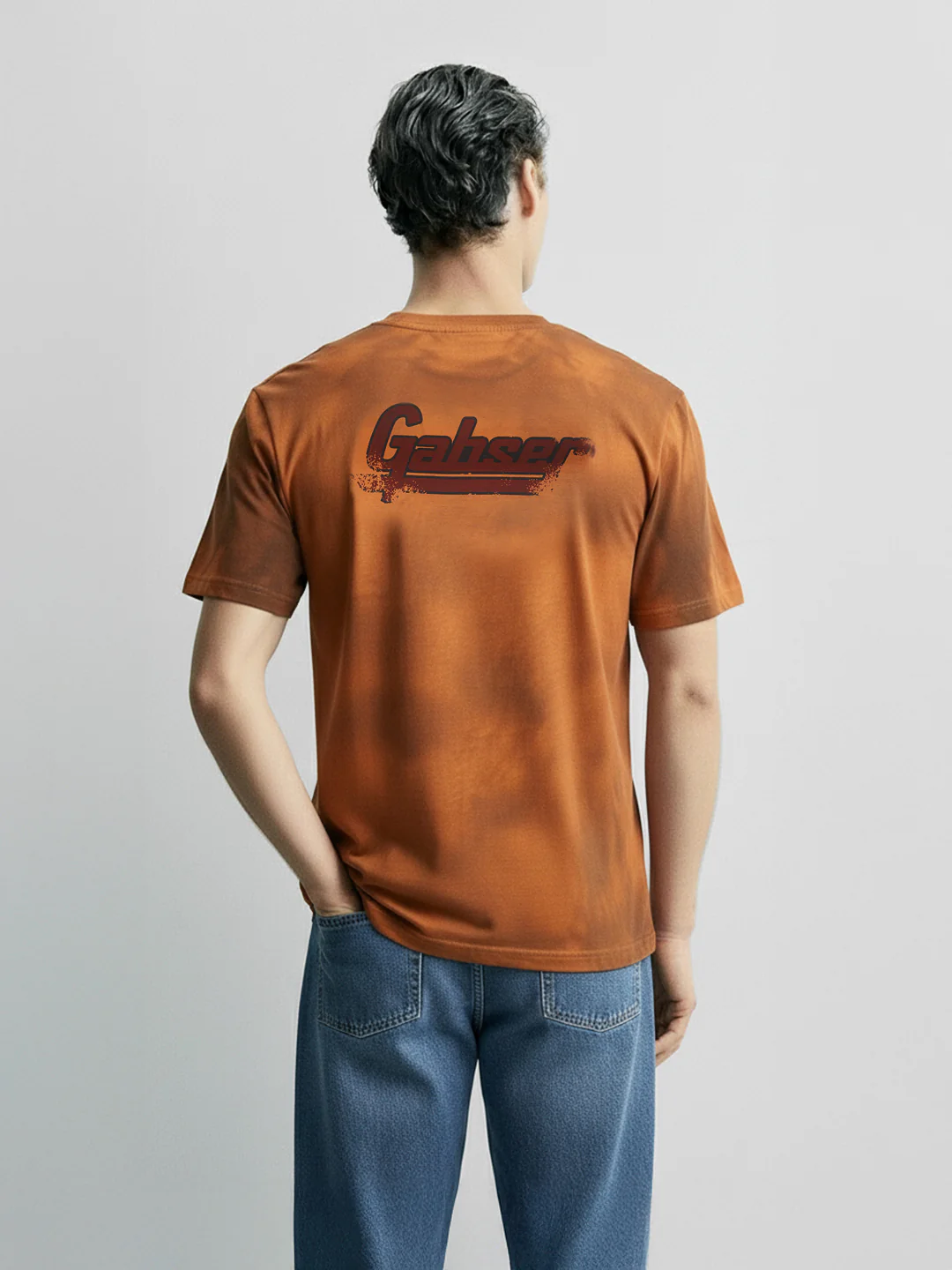 Men's Orange Relaxed Fit Graphic Printed 240 GSM Casual T-Shirt - Image 4