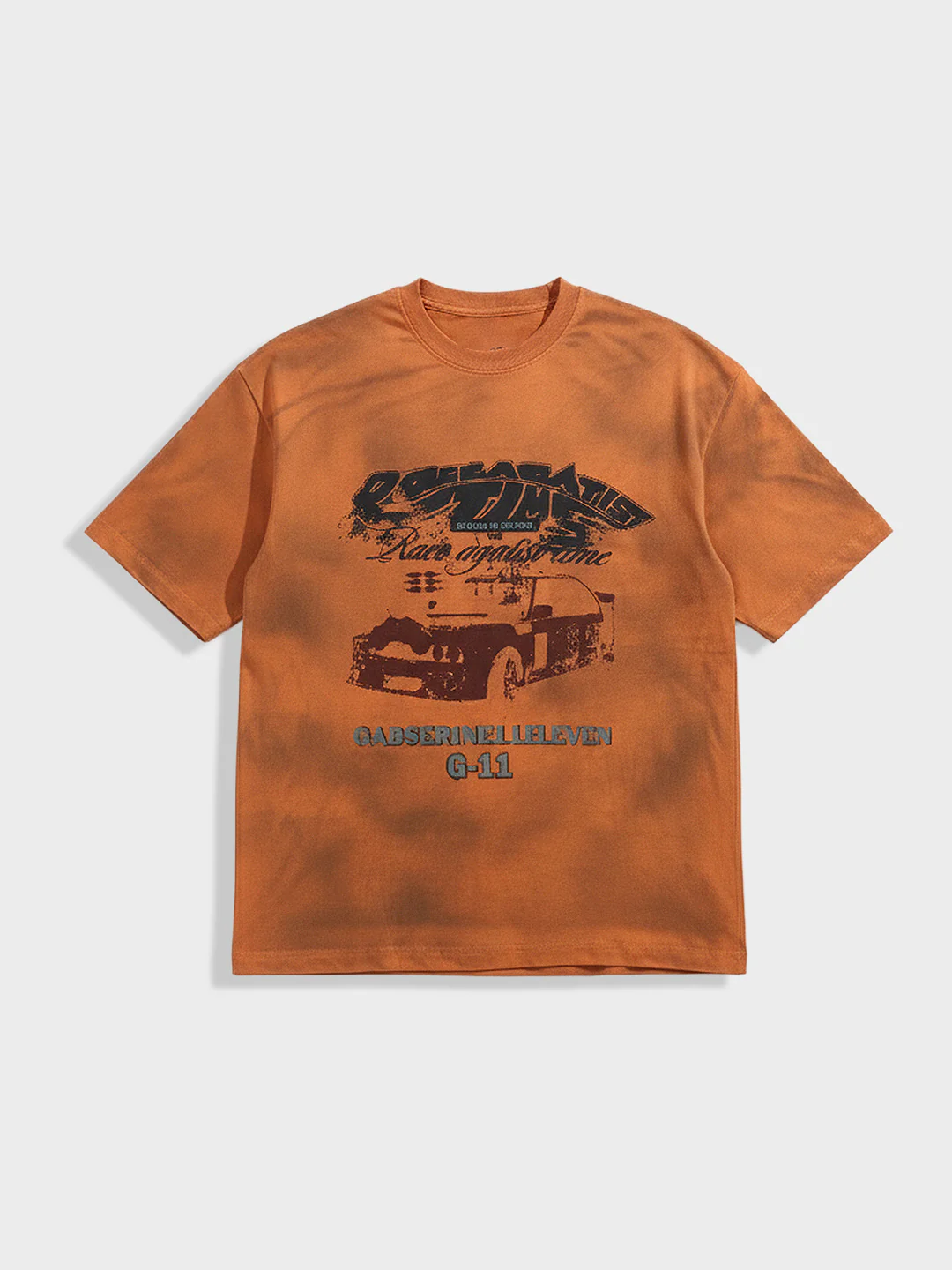 Men's Orange Relaxed Fit Graphic Printed 240 GSM Casual T-Shirt - Image 5