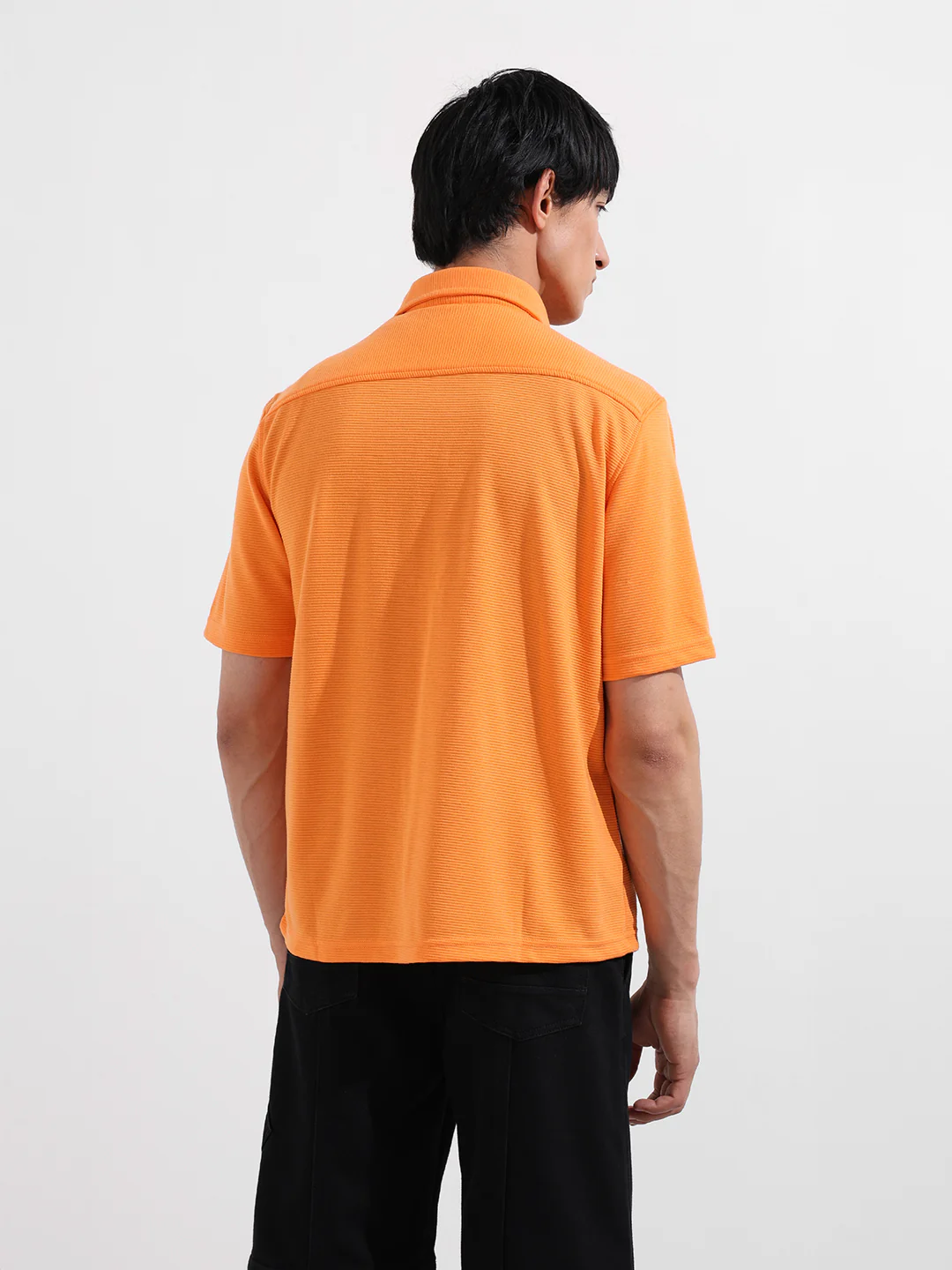 Men's Orange Relaxed Fit Solid Street Wear Shirt - Image 5