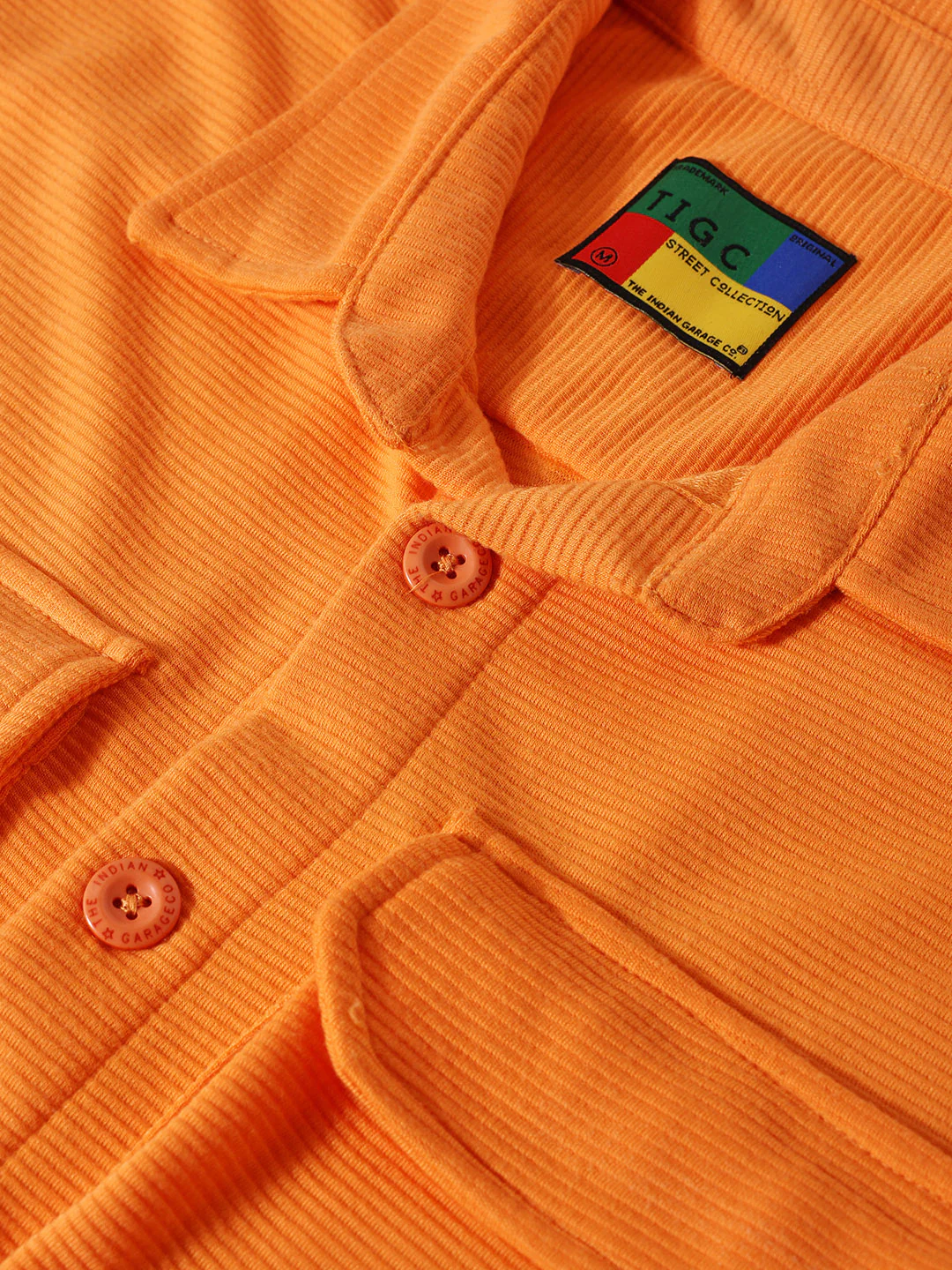 Men's Orange Relaxed Fit Solid Street Wear Shirt - Image 6