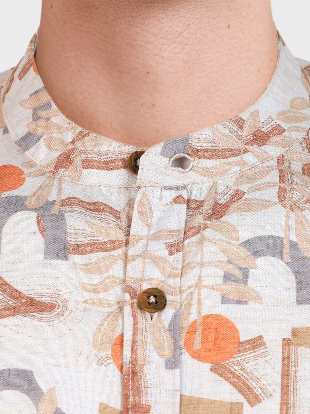 Men's Orange Slim Fit Printed Casual Shirt - Image 3