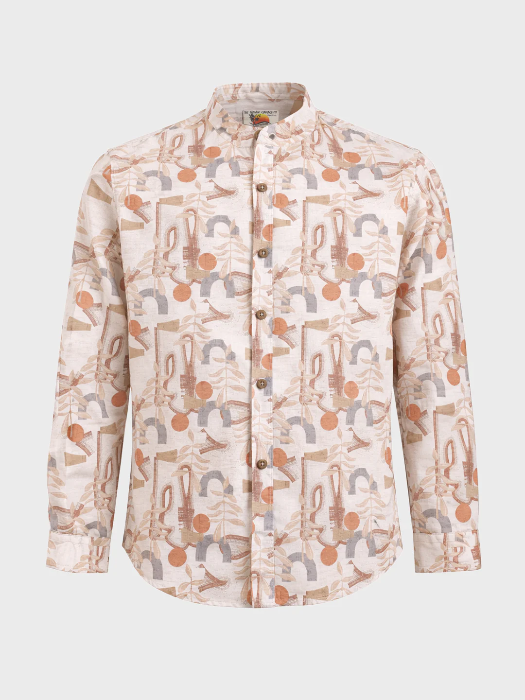 Men's Orange Slim Fit Printed Casual Shirt - Image 6