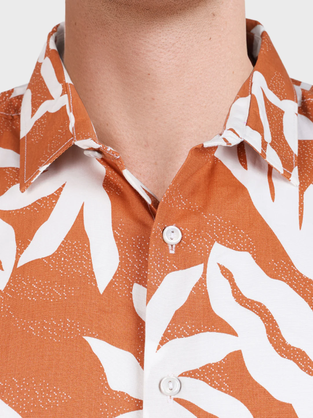 Men's Orange Slim Fit Printed Casual Shirts - Image 3