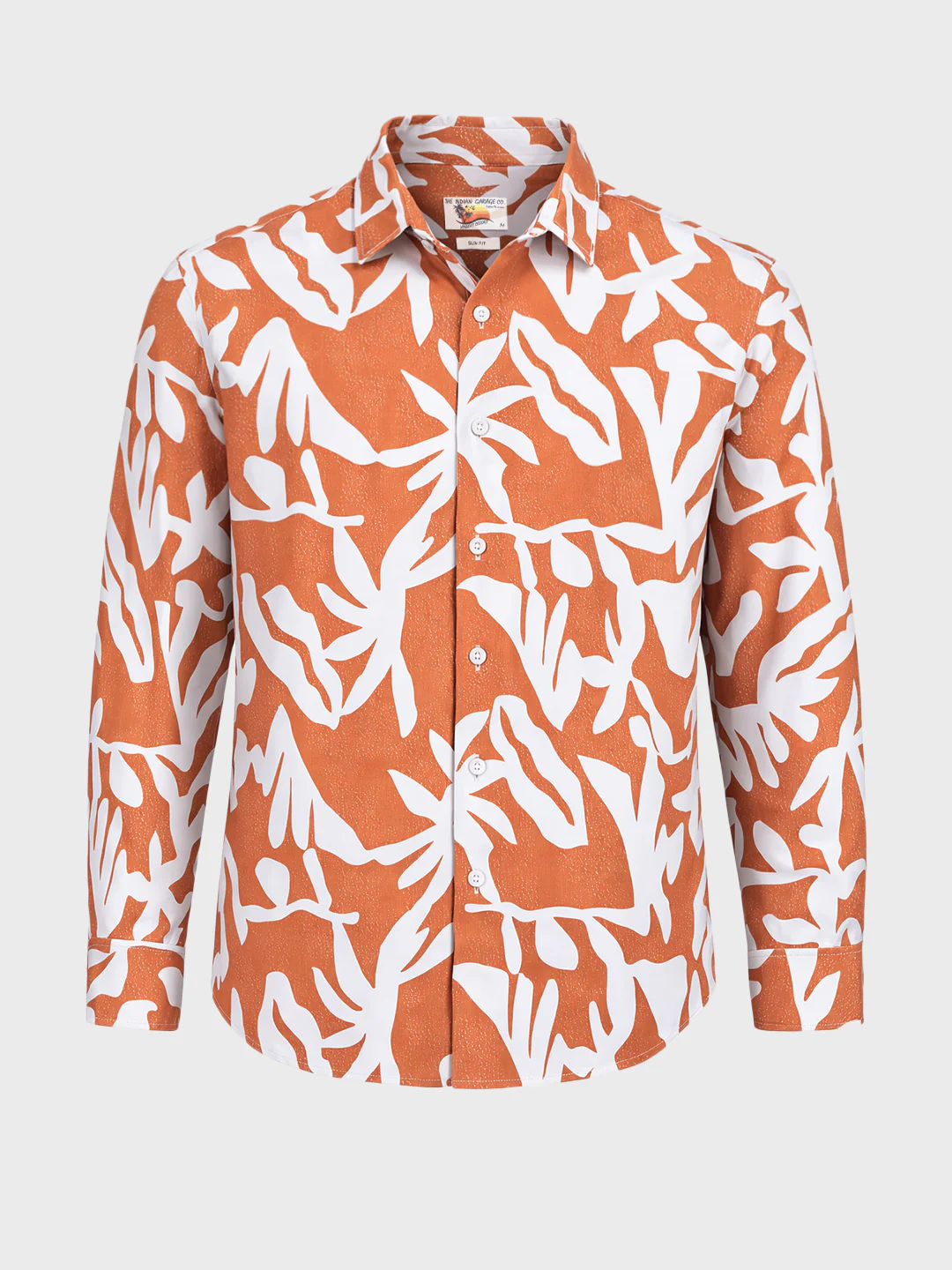 Men's Orange Slim Fit Printed Casual Shirts - Image 6