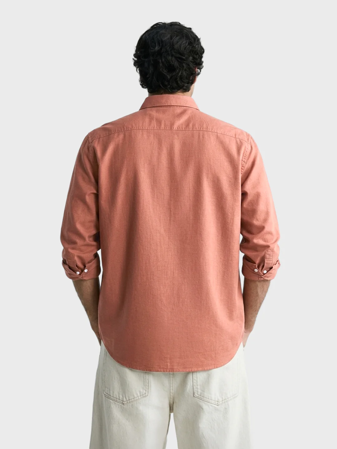 Men's Orange Slim Fit Solid Casual Shirt - Image 4