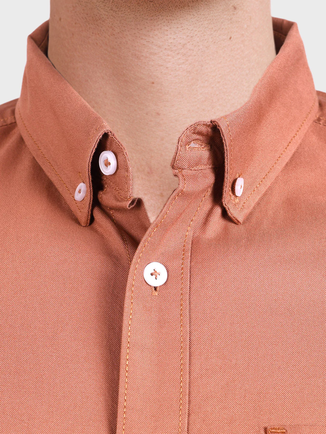 Men's Orange Slim Fit Solid Casual Shirt - Image 7