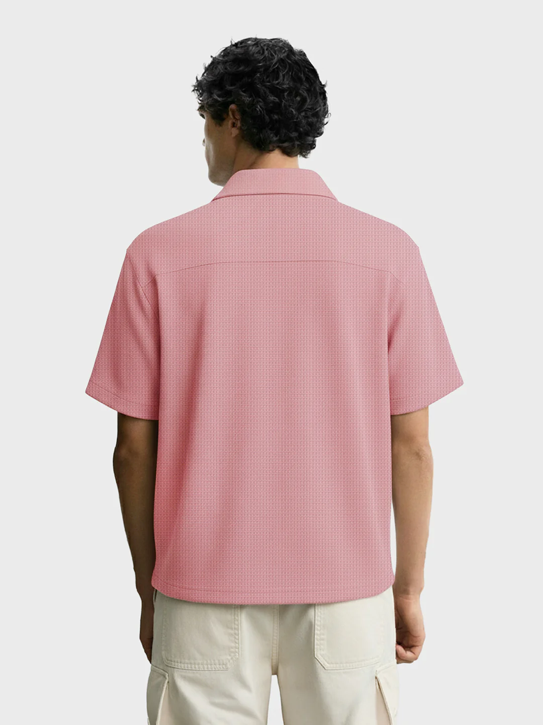 Men's Pink Boxy Fit Textured Utility Shirt - Image 2
