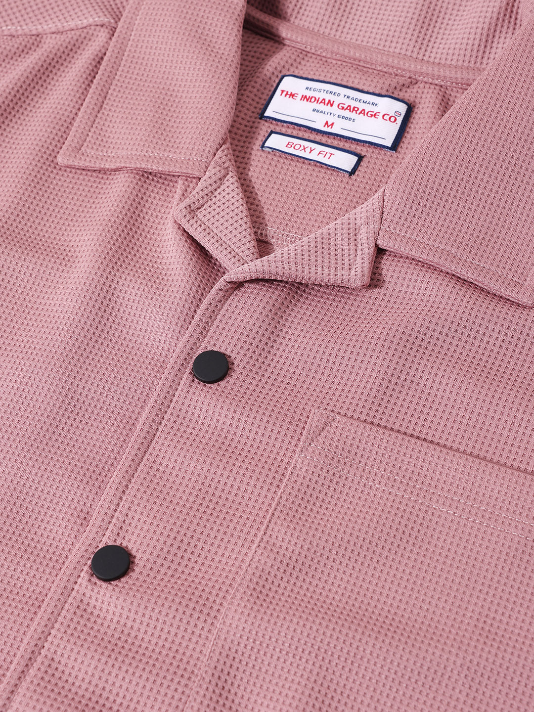 Men's Pink Boxy Fit Textured Utility Shirt - Image 5
