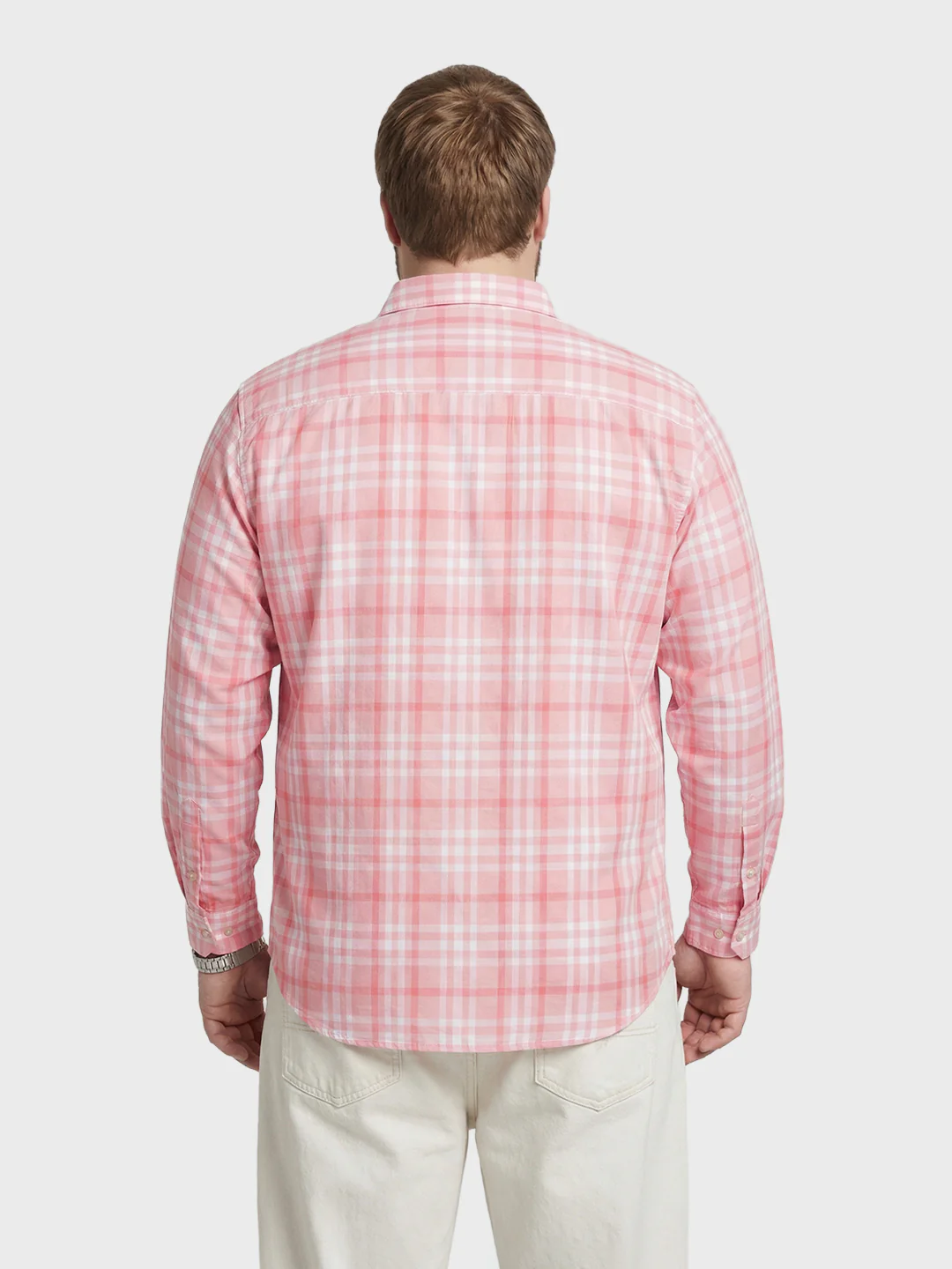 Men's Pink Regular Fit Checked Casual Shirt - Image 3