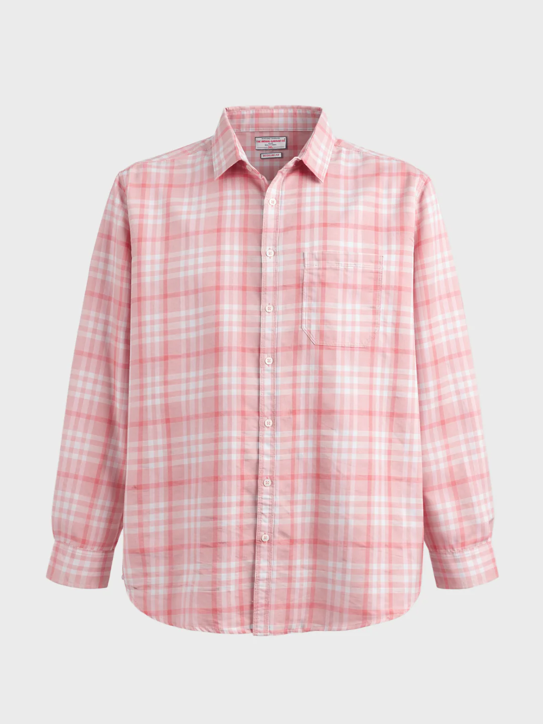 Men's Pink Regular Fit Checked Casual Shirt - Image 4