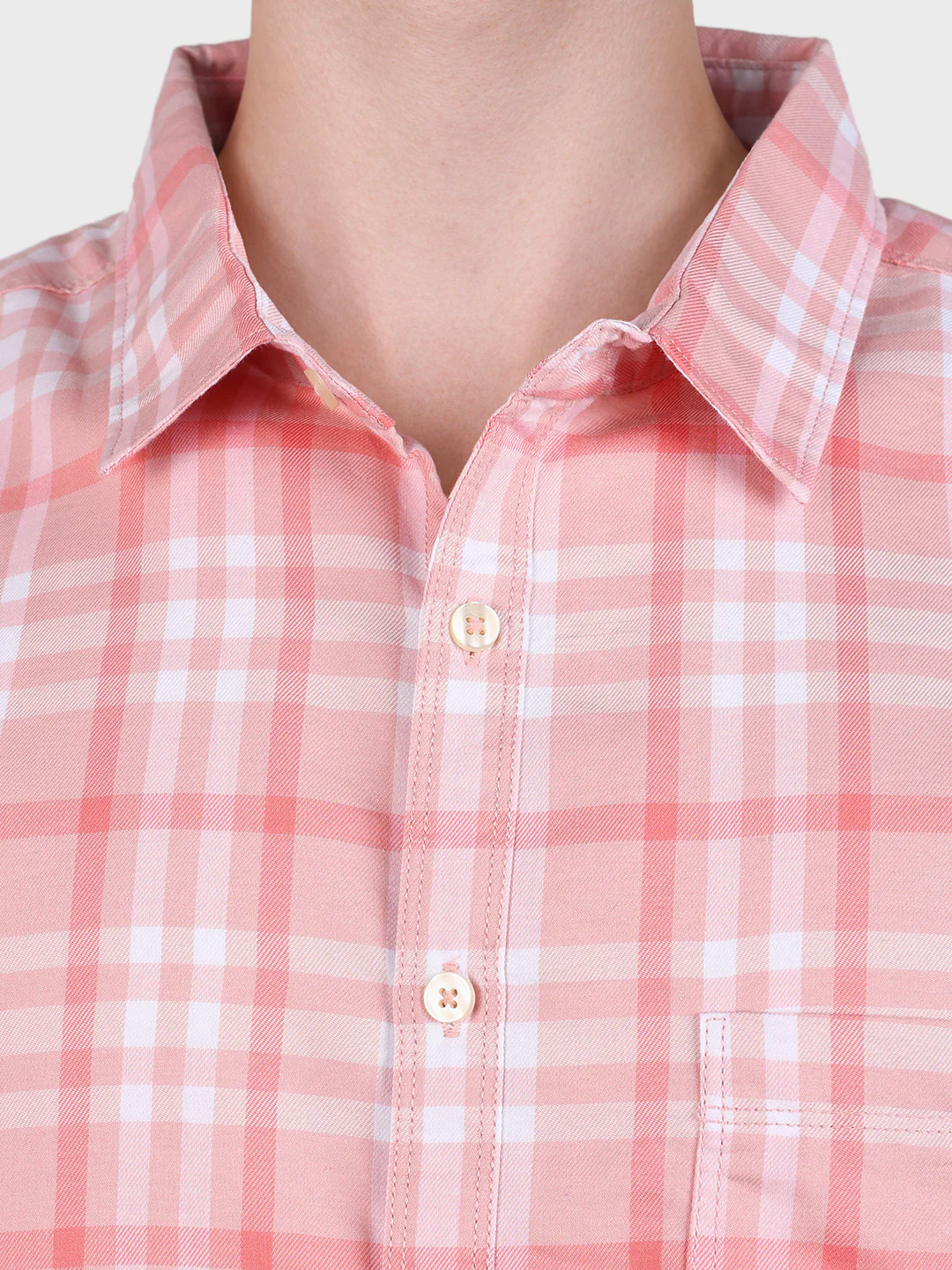 Men's Pink Regular Fit Checked Casual Shirt - Image 6