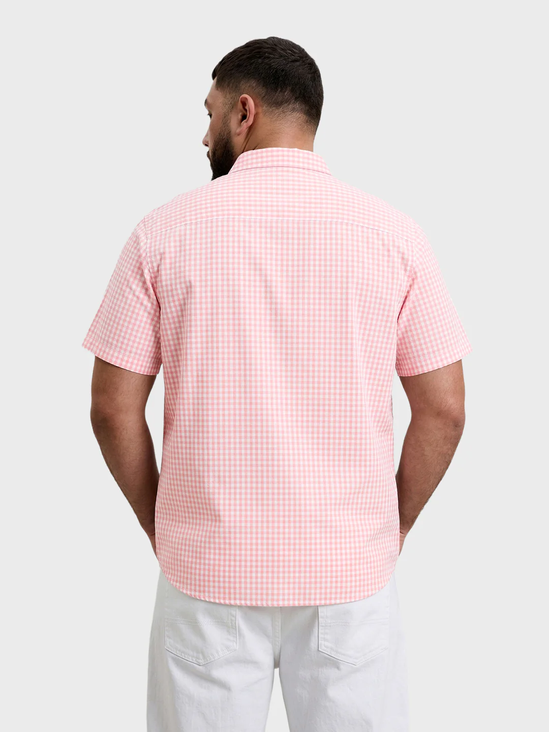 Men's Pink Regular Fit Checkered Casual Shirt - Image 3