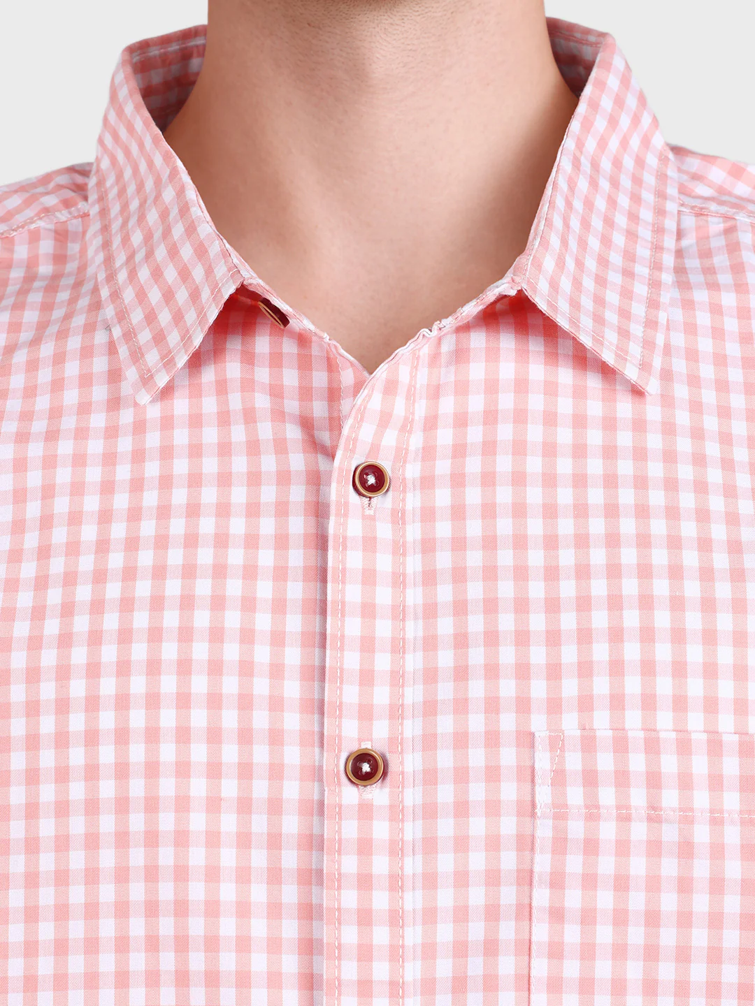 Men's Pink Regular Fit Checkered Casual Shirt - Image 6