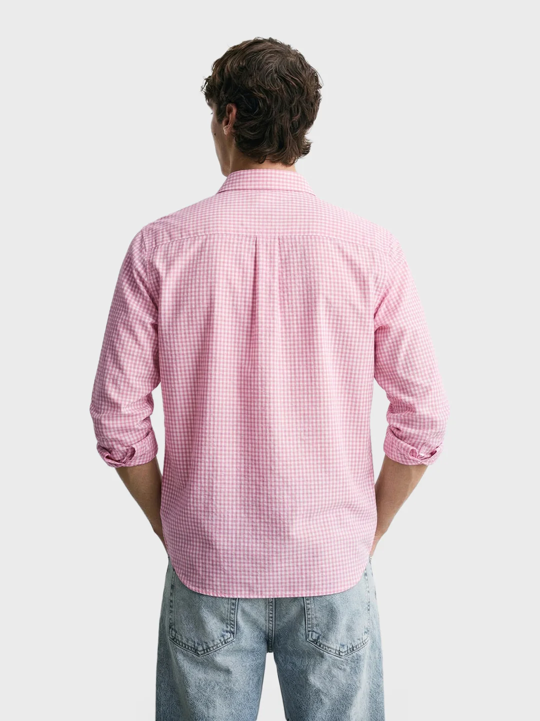 Men's Pink Regular Fit Checkered Casual Shirt - Image 5
