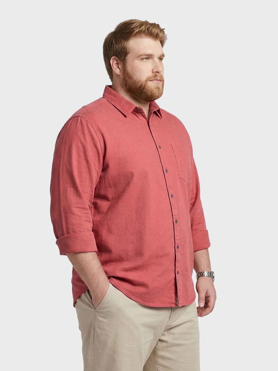 Men's Pink Regular Fit Solid Casual Shirt - Image 2