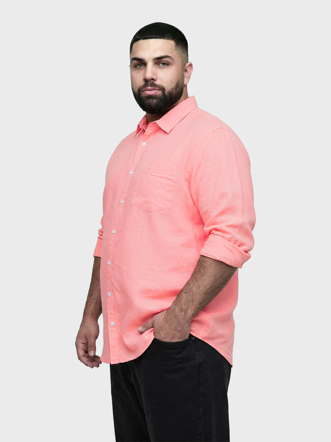 Men's Pink Regular Fit Solid Casual Shirt - Image 2