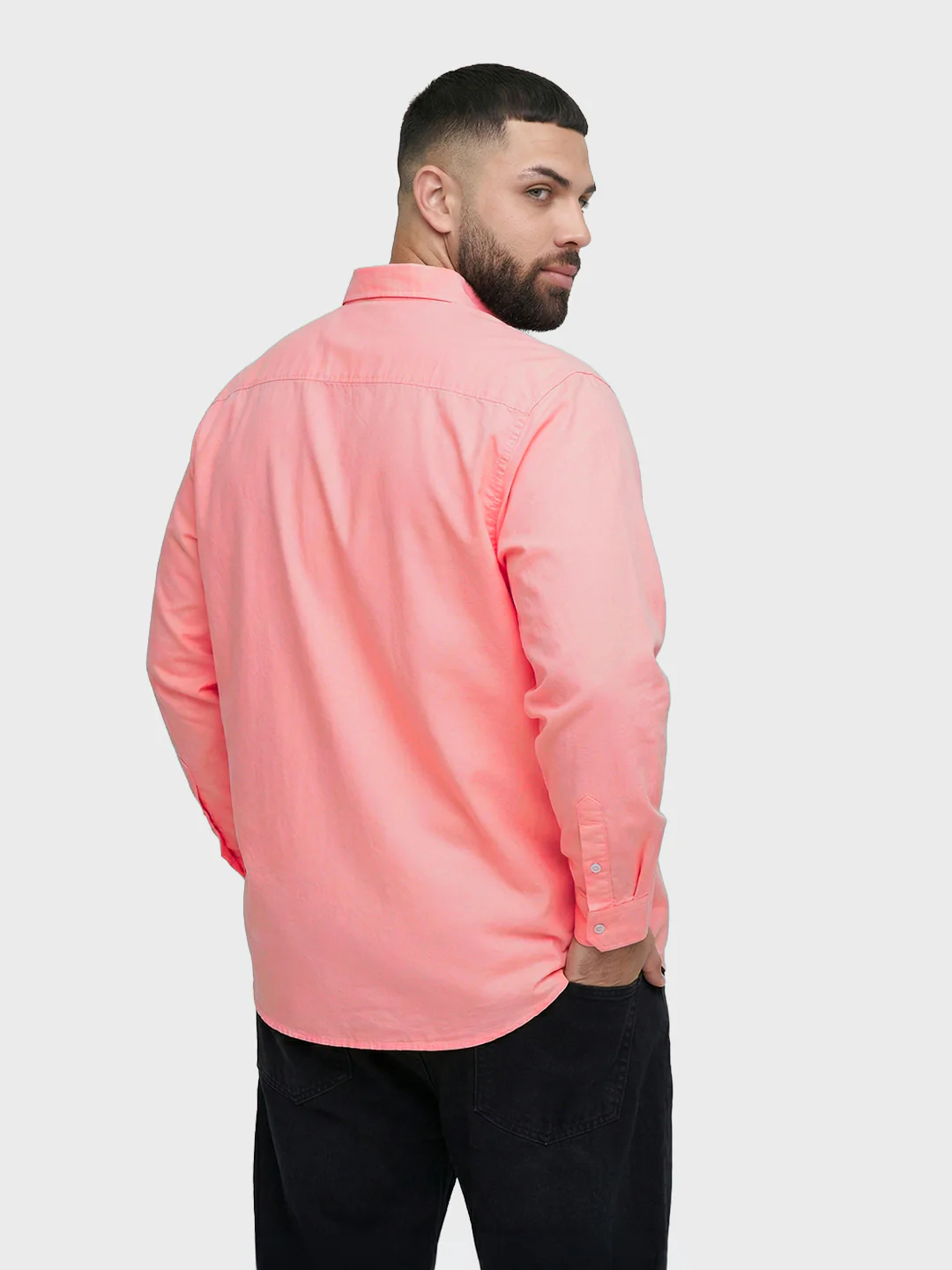 Men's Pink Regular Fit Solid Casual Shirt - Image 3