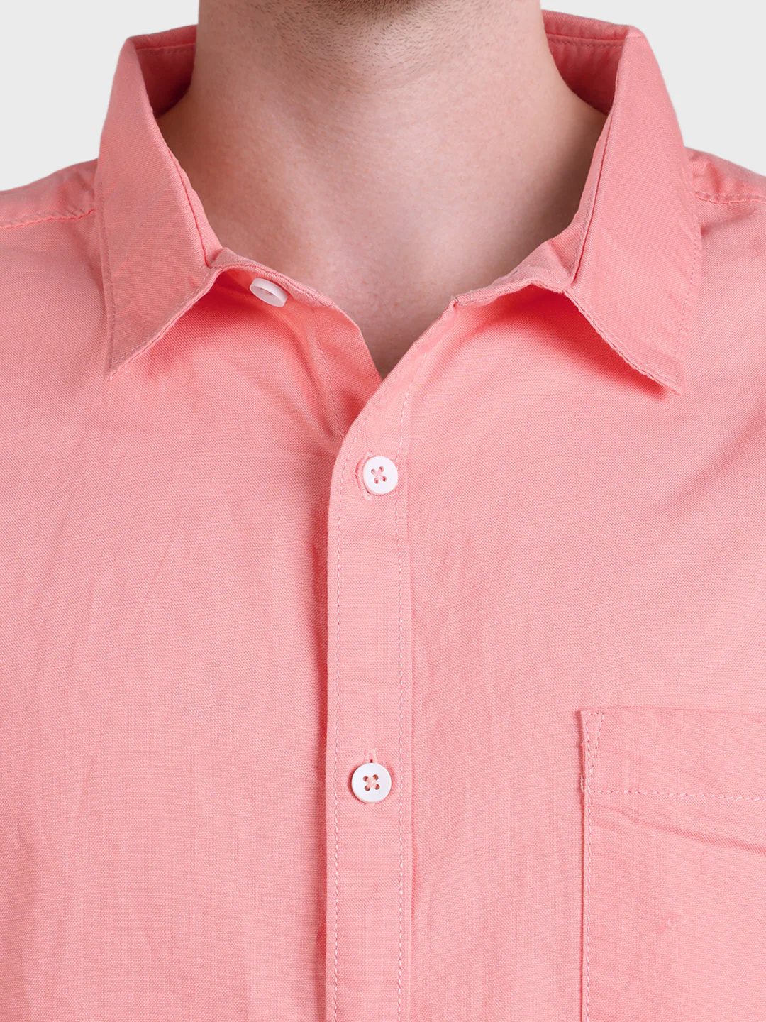 Men's Pink Regular Fit Solid Casual Shirt - Image 6