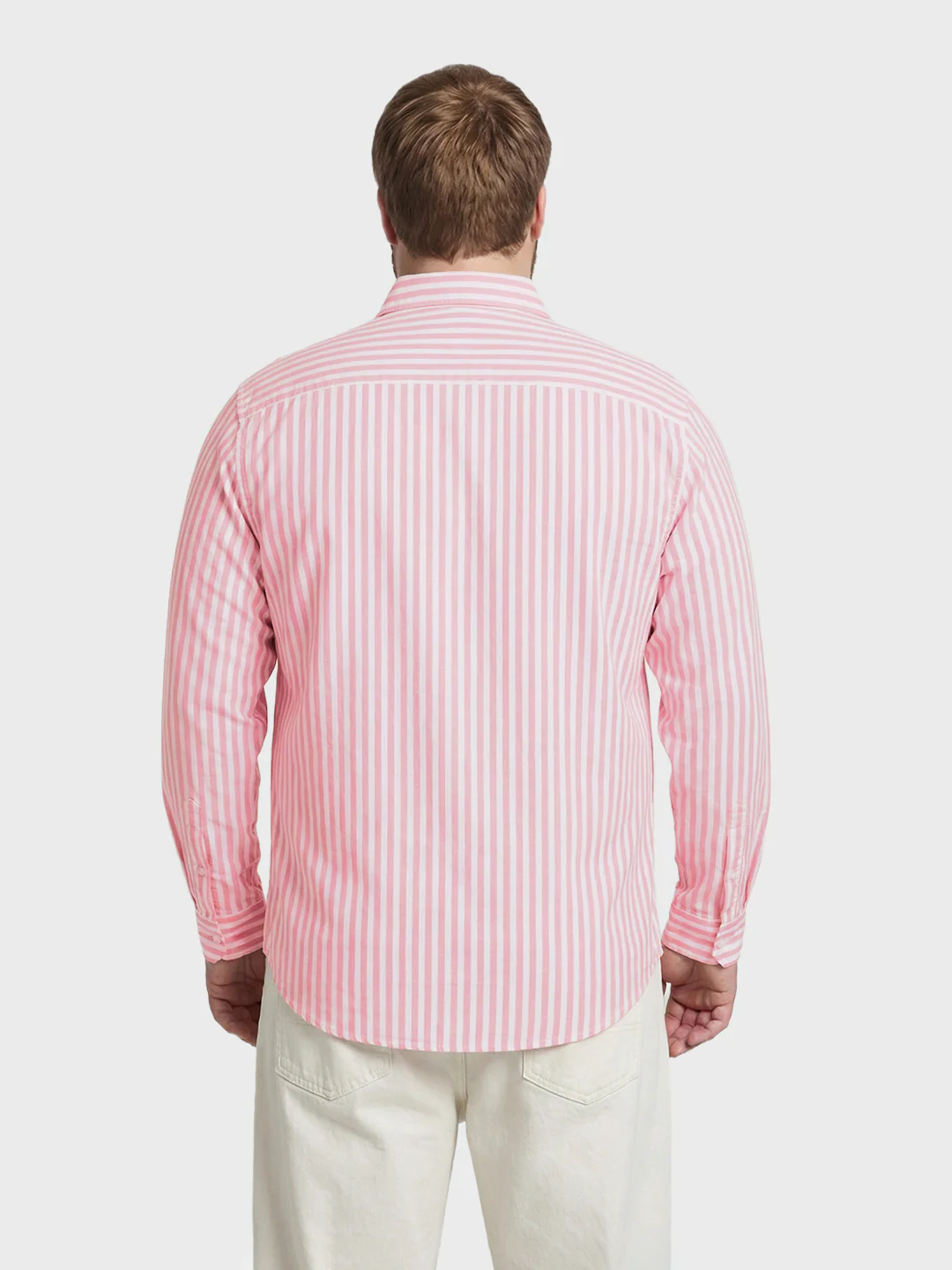 Men's Pink Regular Fit Striped Casual Shirt - Image 3