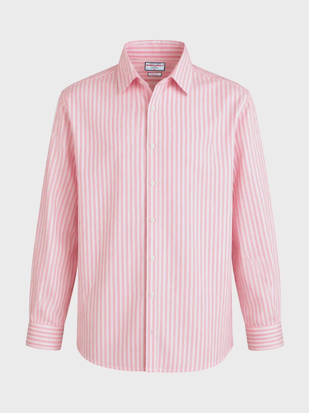 Men's Pink Regular Fit Striped Casual Shirt - Image 4