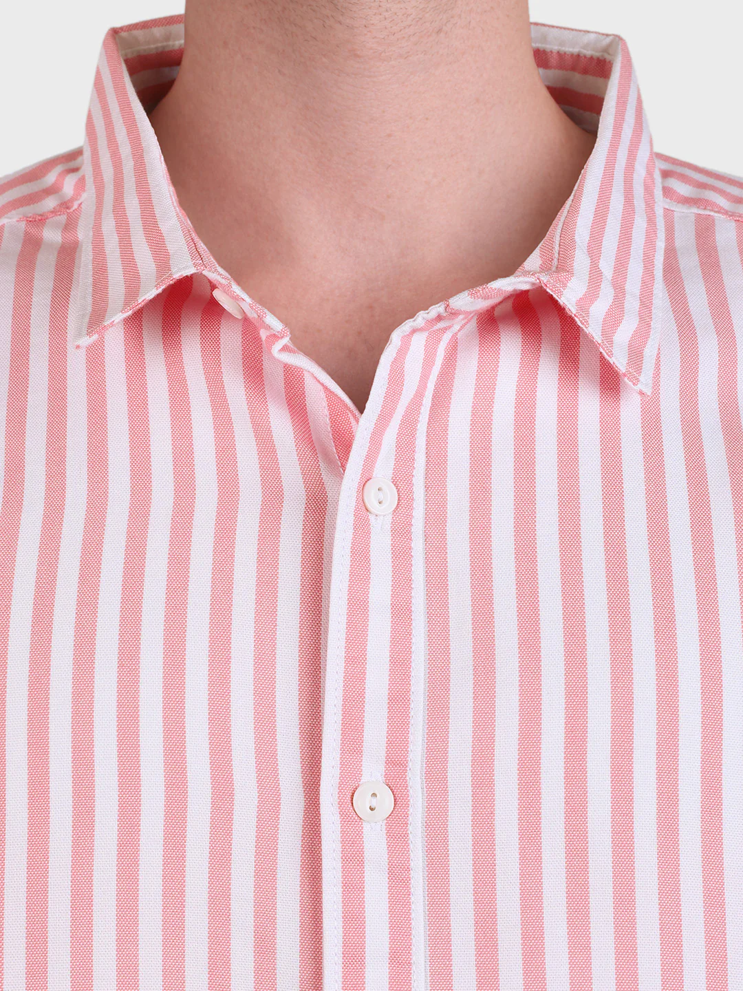 Men's Pink Regular Fit Striped Casual Shirt - Image 6