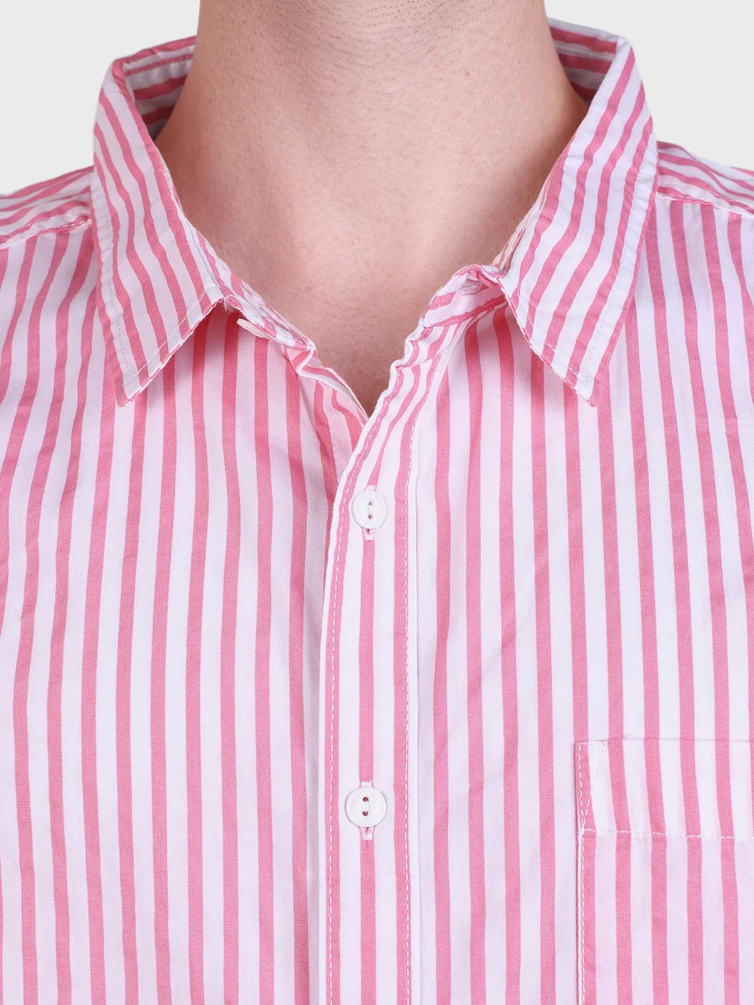 Men's Pink Regular Fit Striped Casual Shirt - Image 6