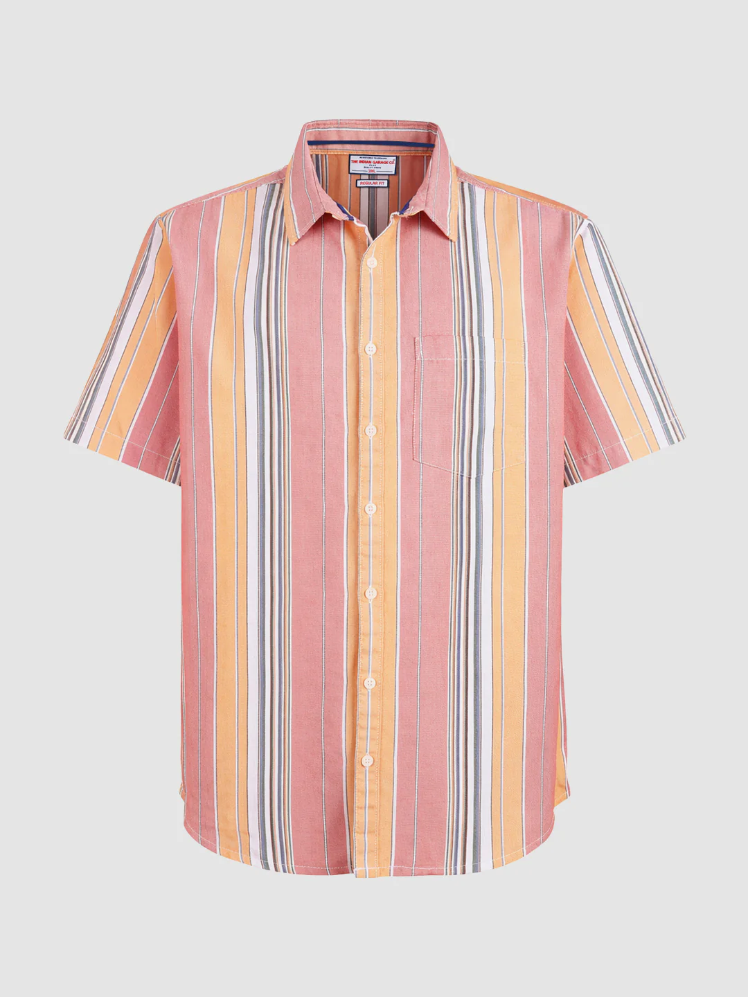 Men's Pink Regular Fit Striped Casual Shirt - Image 4