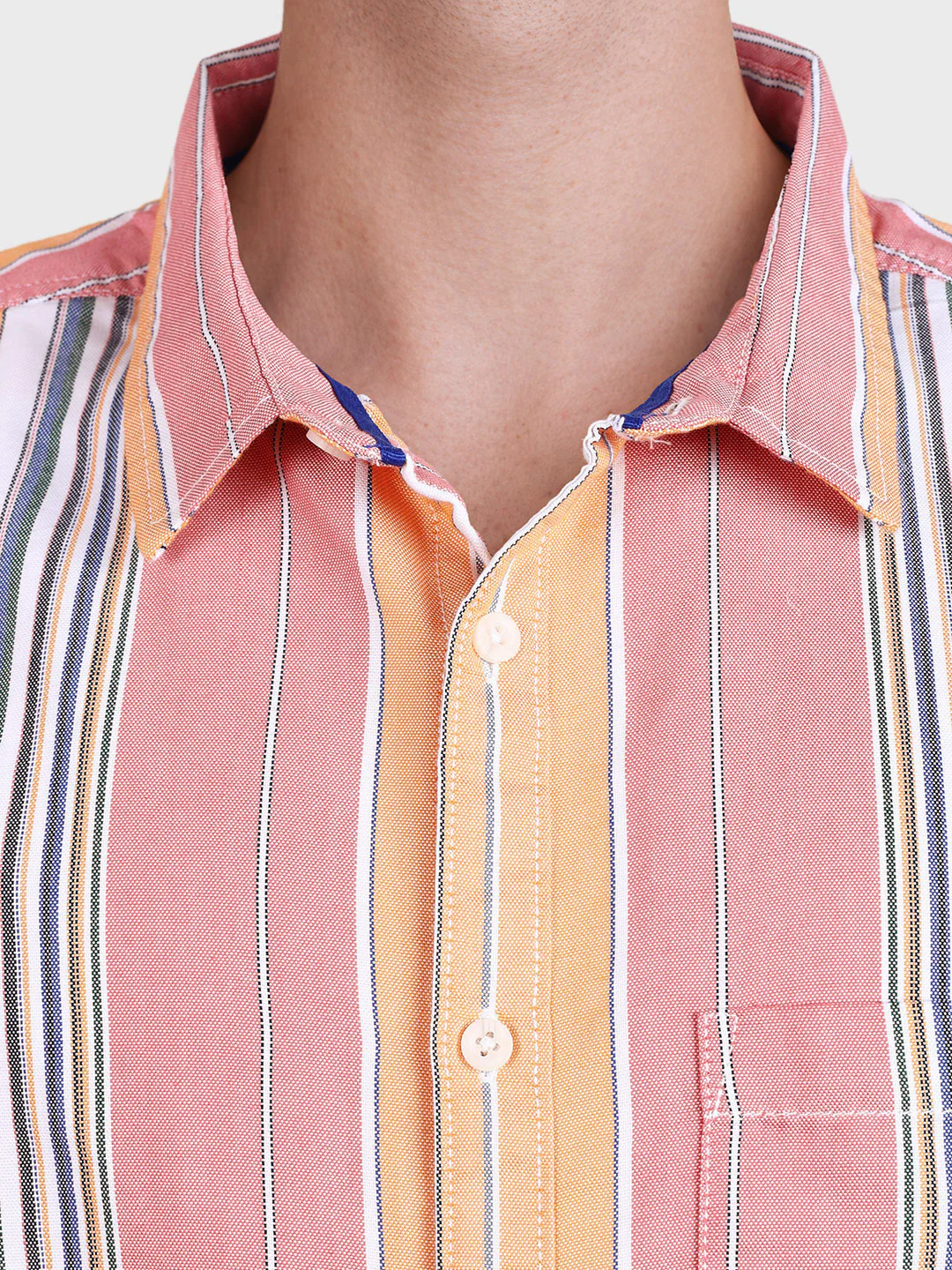Men's Pink Regular Fit Striped Casual Shirt - Image 6