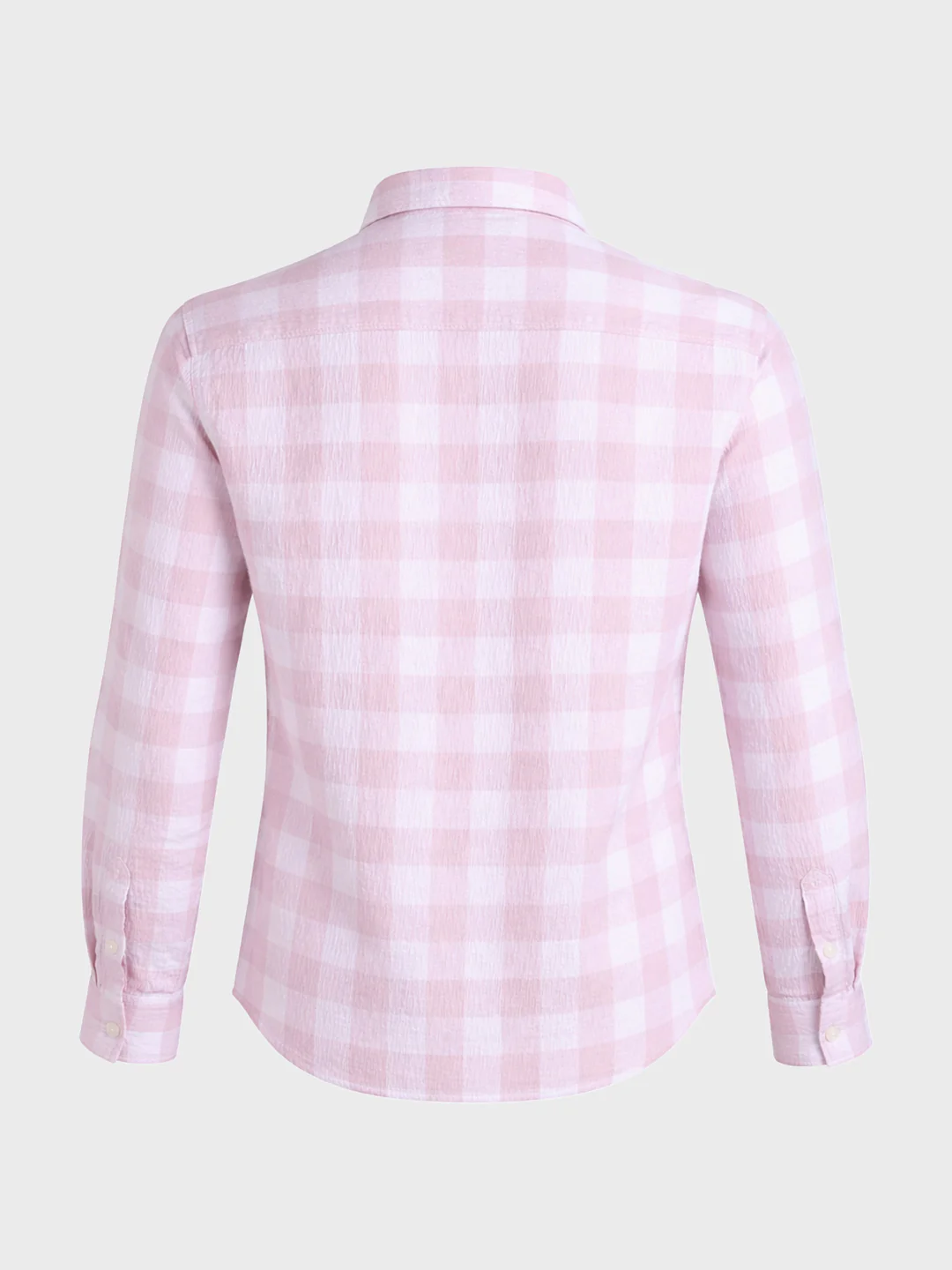 Men's Pink Relaxed Fit Checkered Oddinary Shirt - Image 6