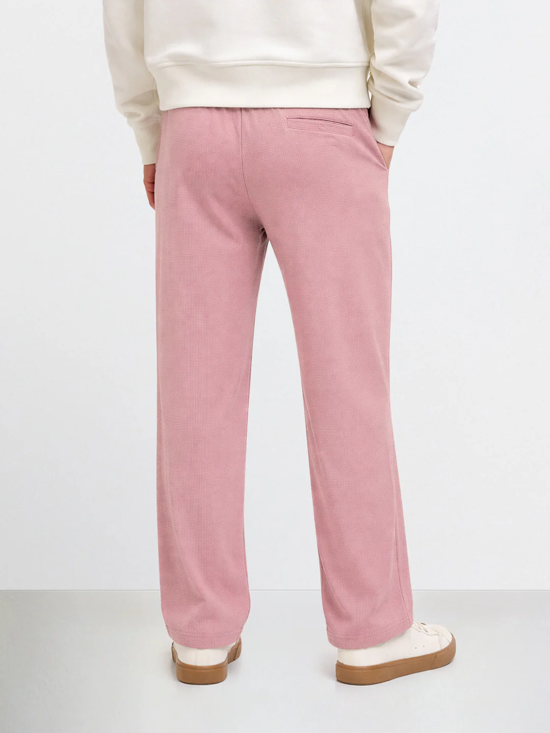 Men's Pink Relaxed Fit Textured Utility Trousers - Image 2