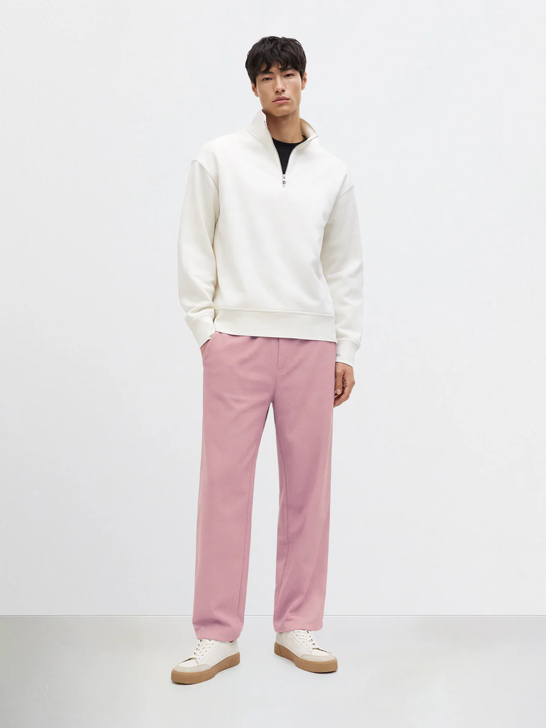 Men's Pink Relaxed Fit Textured Utility Trousers - Image 3