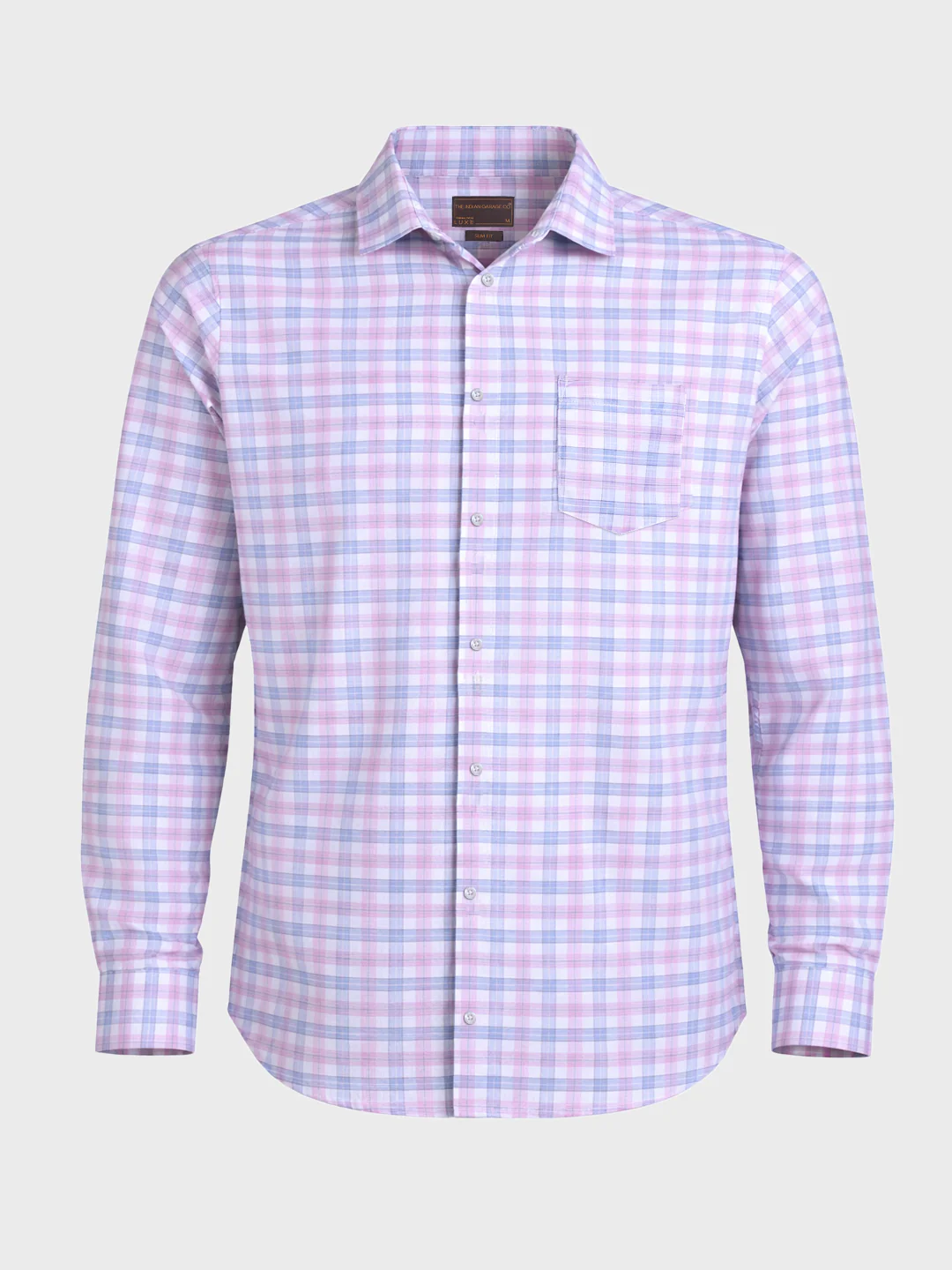 Men's Pink Slim Fit Checked Formal Shirt - Image 4