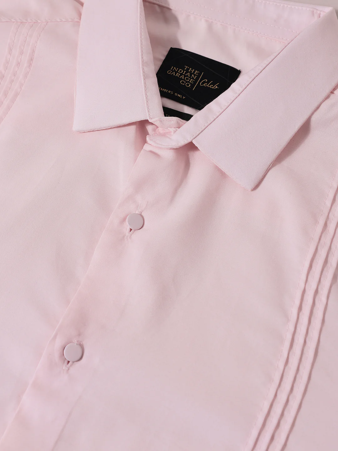 Men's Pink Slim Fit Party Wear Solid Shirt - Image 3