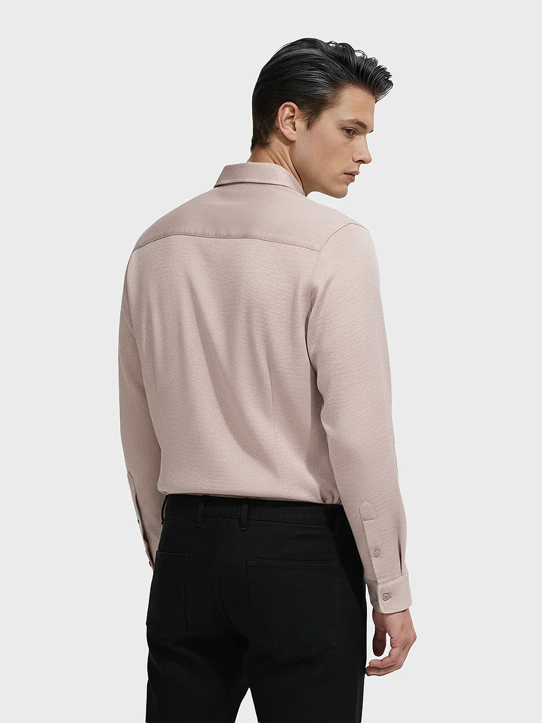 Men's Pink Slim Fit Party Wear Solid Shirt - Image 2