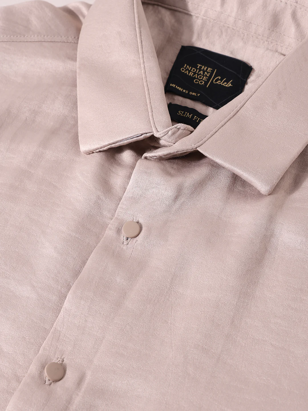 Men's Pink Slim Fit Party Wear Solid Shirt - Image 3