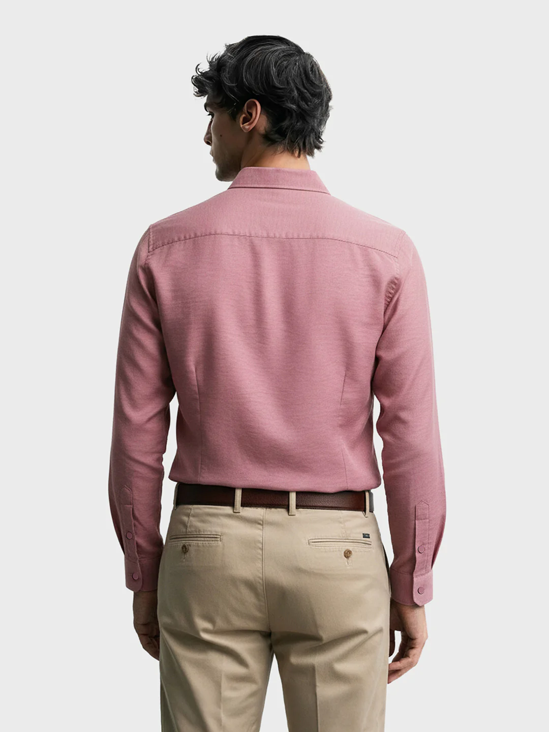 Men's Pink Slim Fit Party Wear Solid Shirt - Image 2